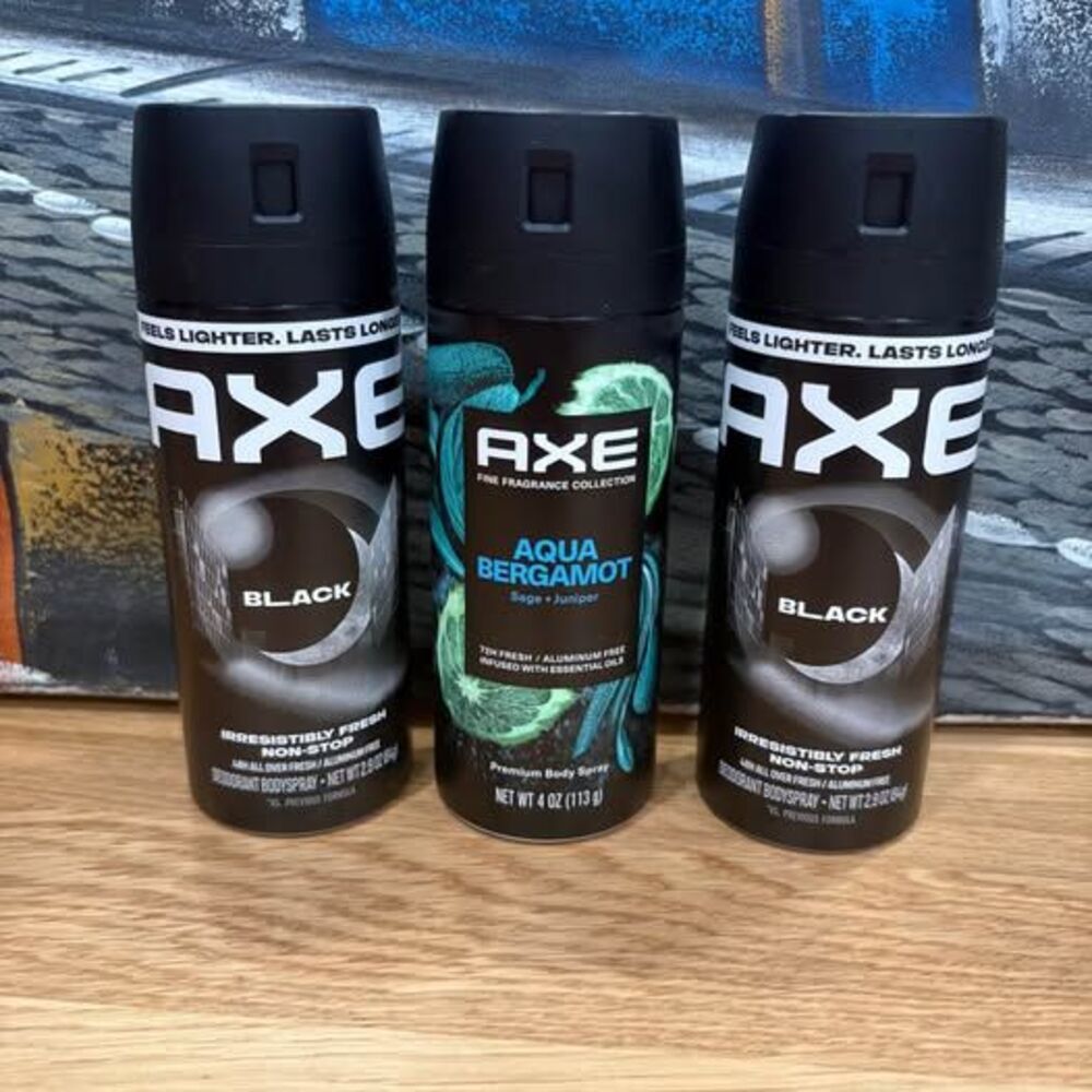 3-Pack AXE Men’s Body Spray – Black & Aqua Bergamot